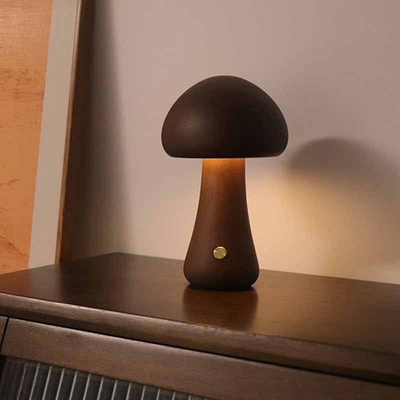 Wooden Mushroom Bedside Lamp