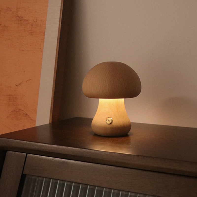 Wooden Mushroom Bedside Lamp