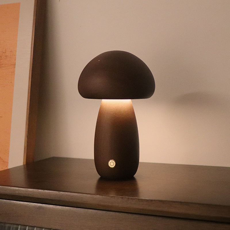 Wooden Mushroom Bedside Lamp