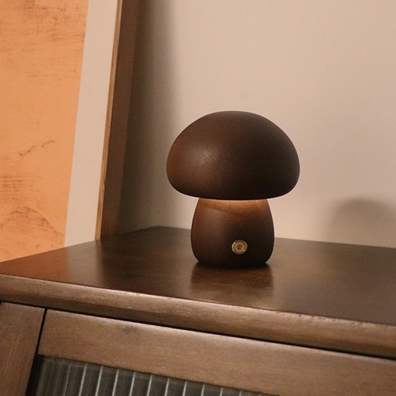 Wooden Mushroom Bedside Lamp