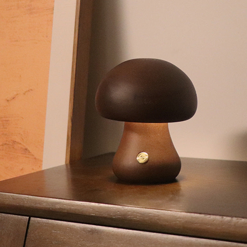 Wooden Mushroom Bedside Lamp