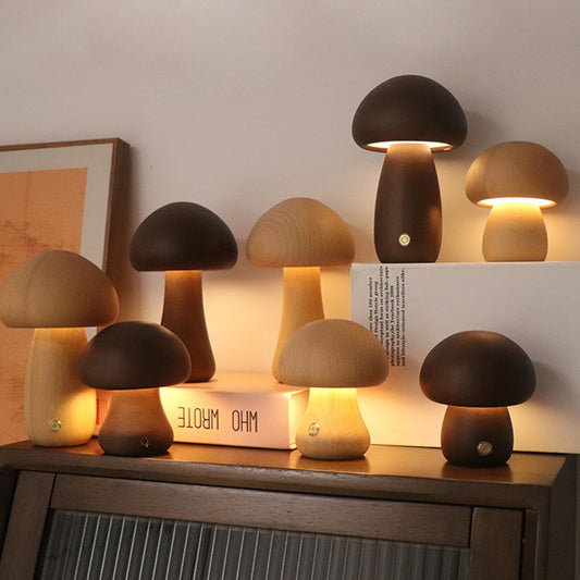 Wooden Mushroom Bedside Lamp