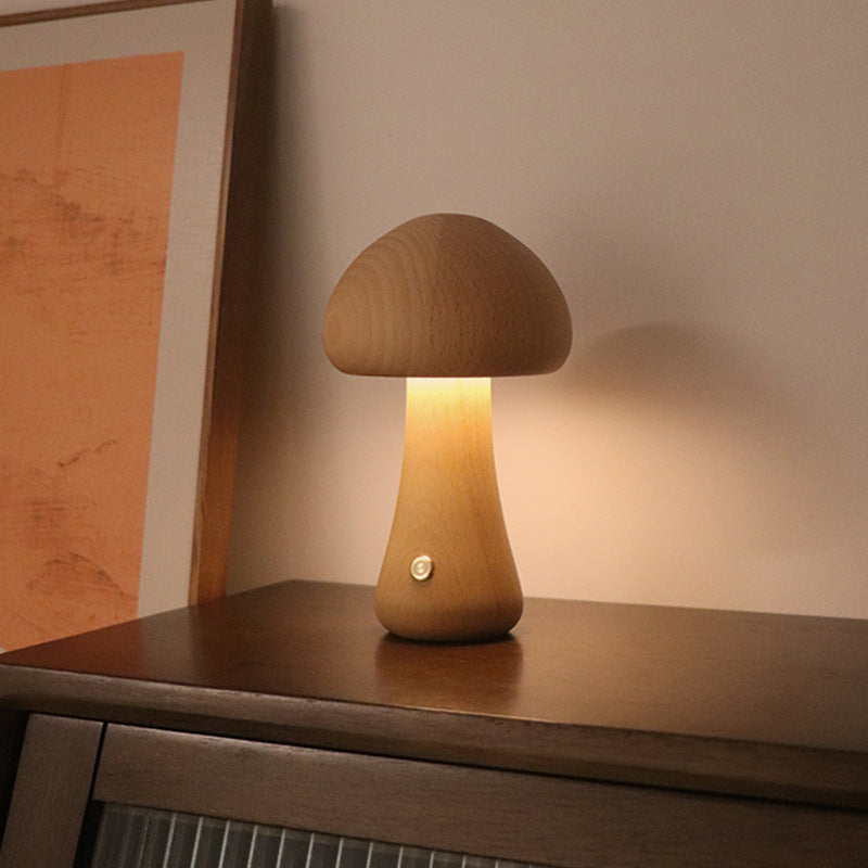 Wooden Mushroom Bedside Lamp